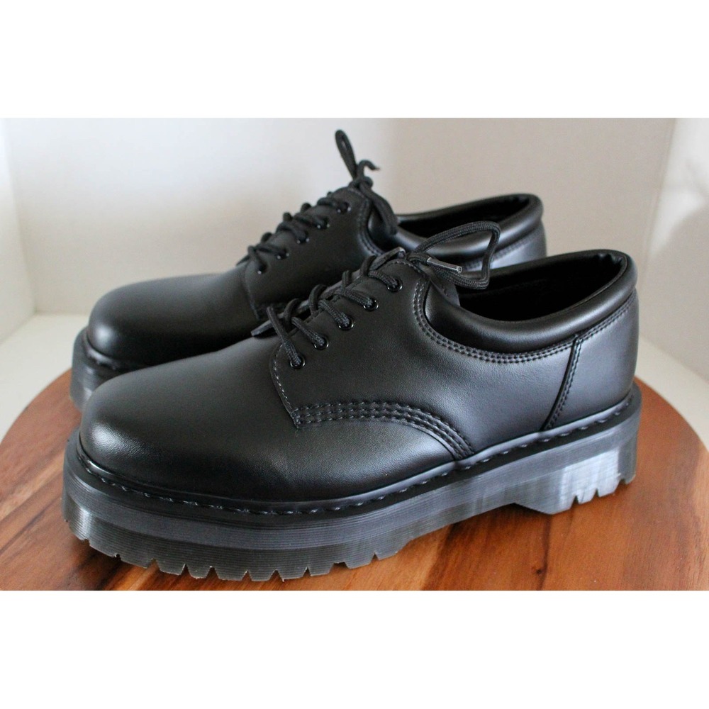 Dr. Martens Oxford Shoes Mens 13 Black Leather Lace Up Lug Sole 8053 Quad Mono